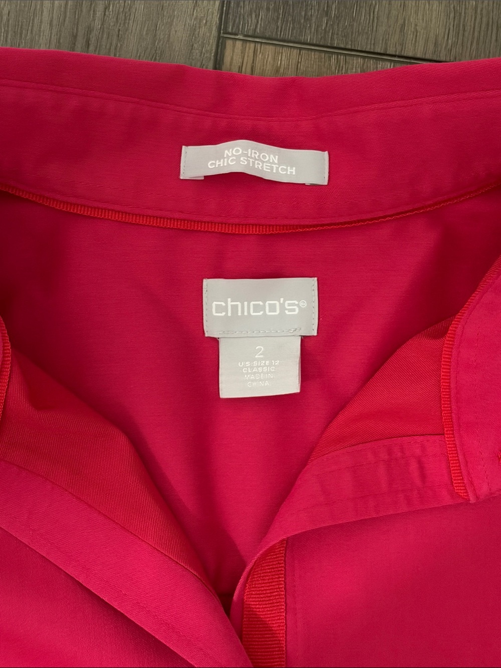 Chico's Bright Pink Button-Down Shirt - Picture 2 of 3